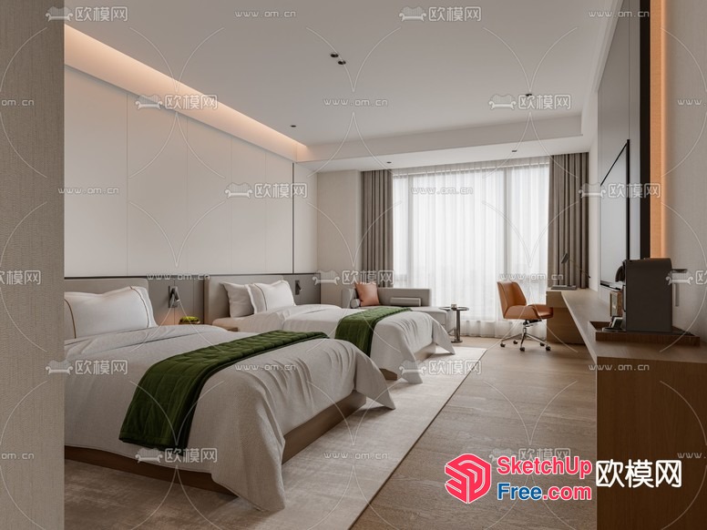 Modern Hotel Room Interior Design 3D SketchUp File
