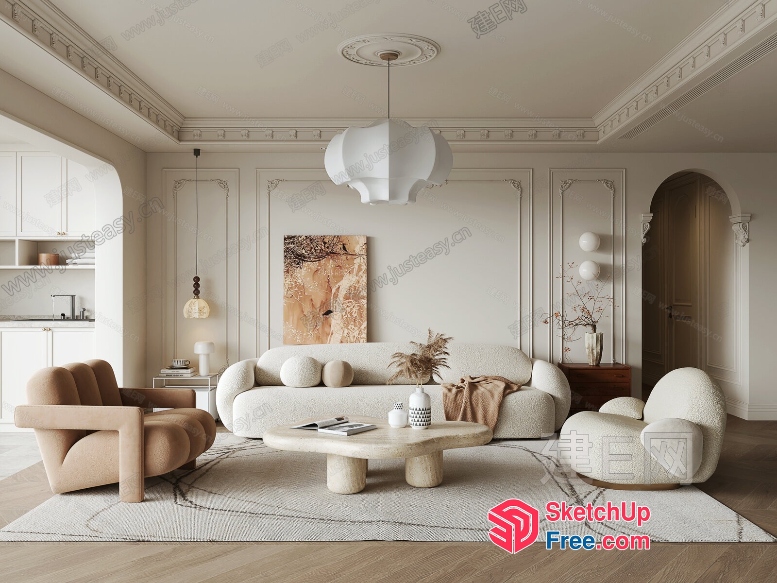 Elegant And Sophisticated Living Room Design 3D SketchUp File