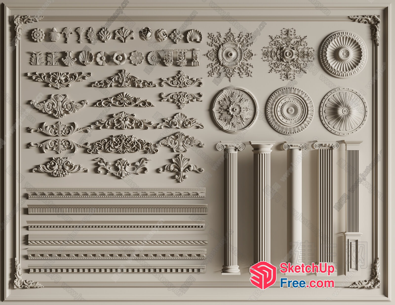 Ornate Classical Architecture Elements 3D SketchUp File