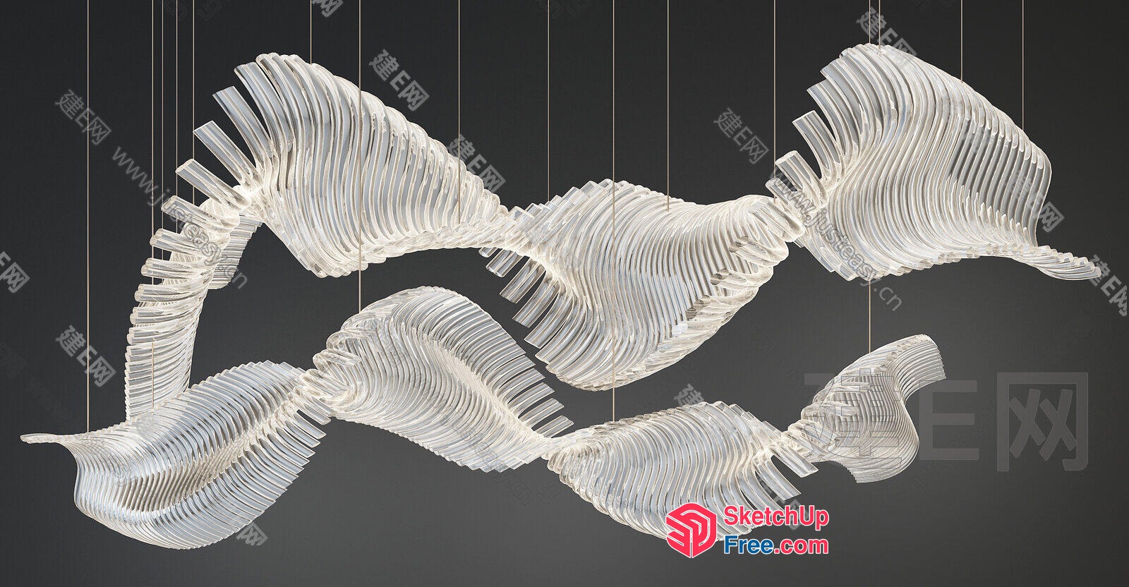Intricate Glass Sculpture Ceiling Art 3D SketchUp File
