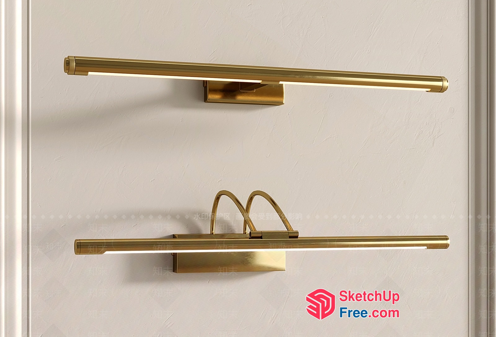 Modern Gold Bathroom Lighting Fixtures 3D SketchUp File
