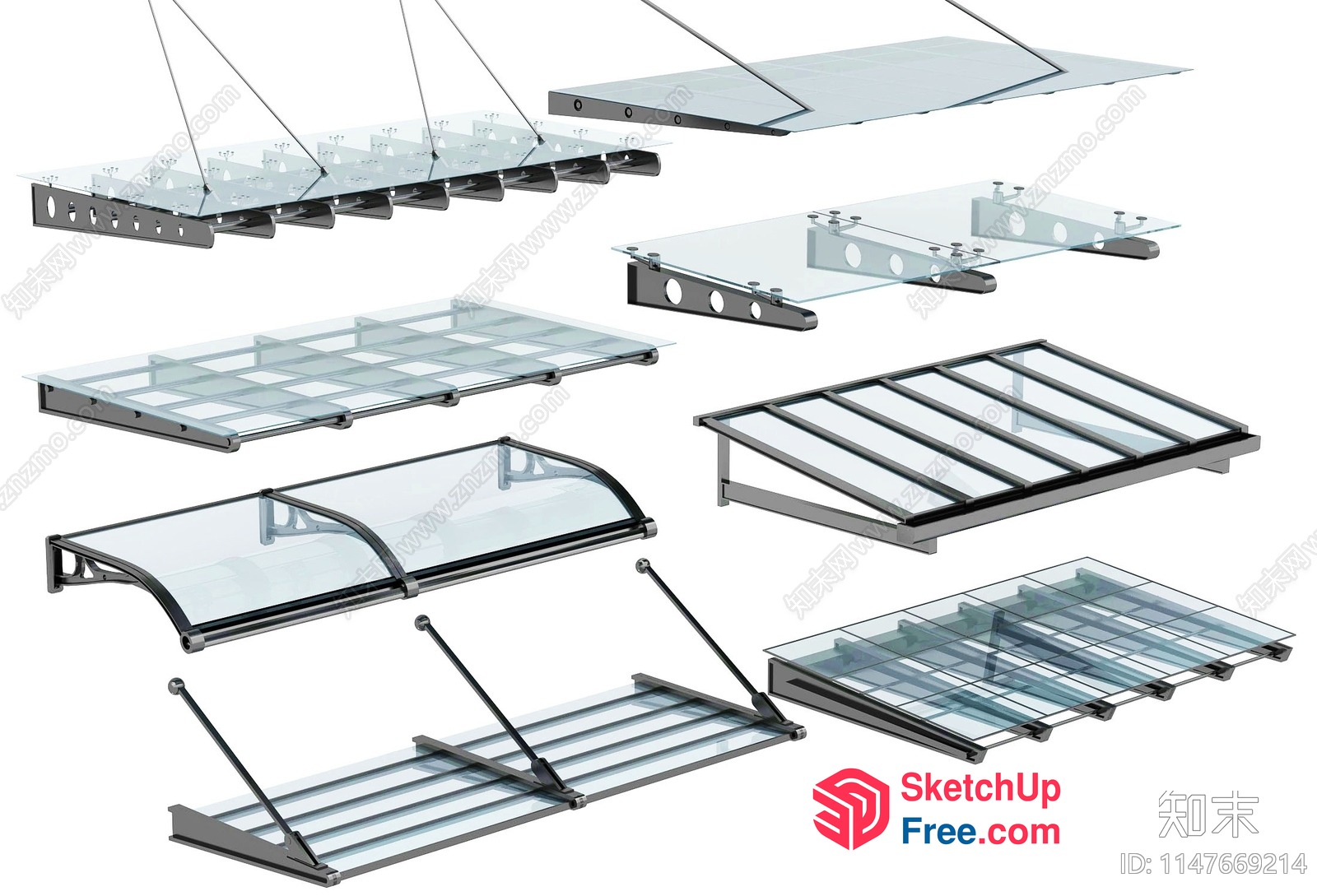 Glass Staircase Railing System 3D SketchUp File