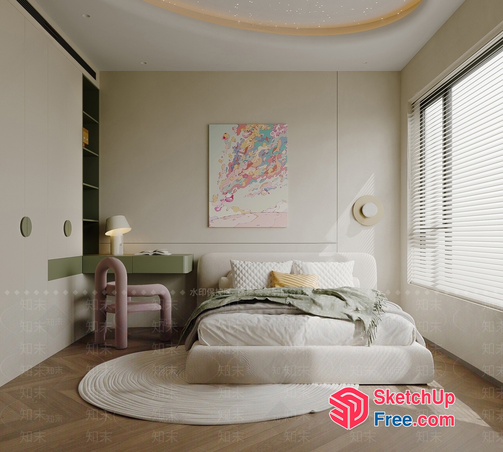 Minimalist Japanese Style Bedroom Interior 3D SketchUp File