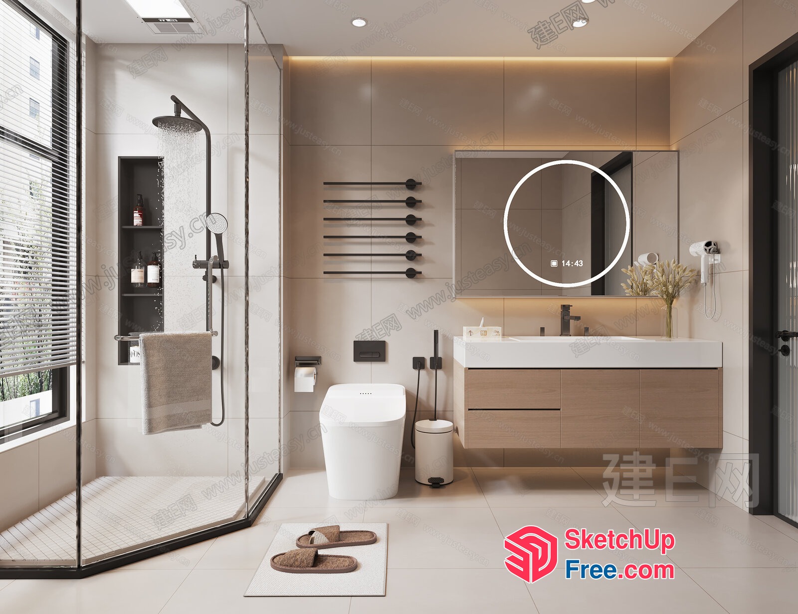 Modern Bathroom Interior With Clean Lines And Neutral Tones 3D SketchUp File