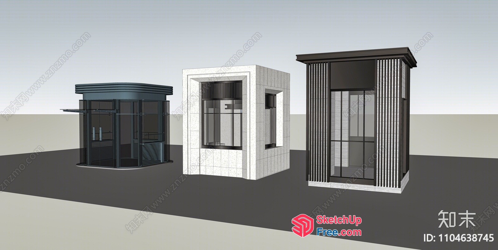 Modern Commercial Street Exterior Decorations 3D SketchUp File