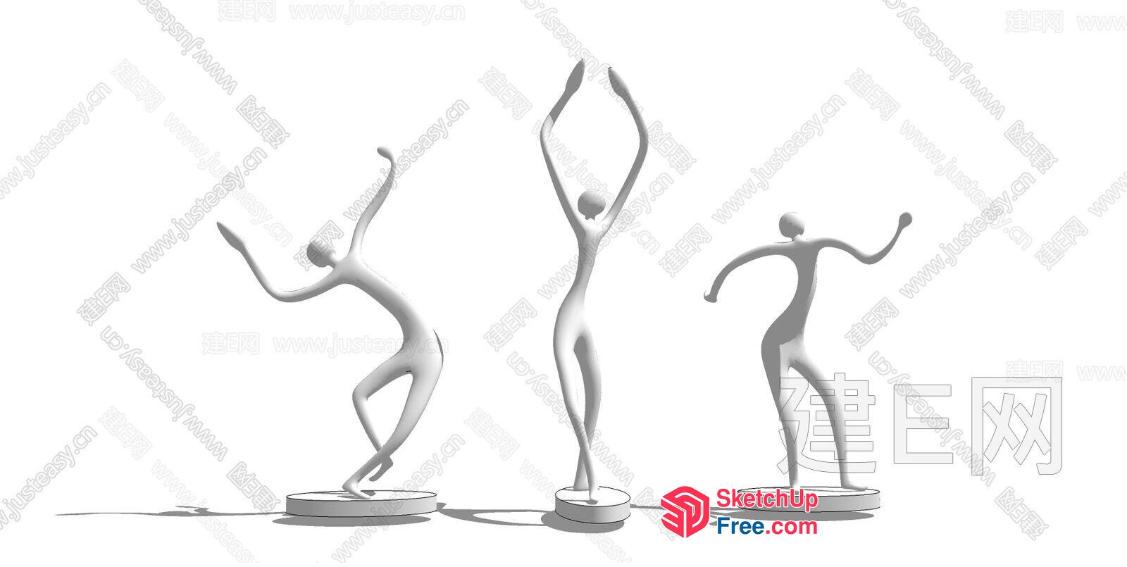 Modern Minimalist White Sculptures On Pedestals 3D SketchUp File