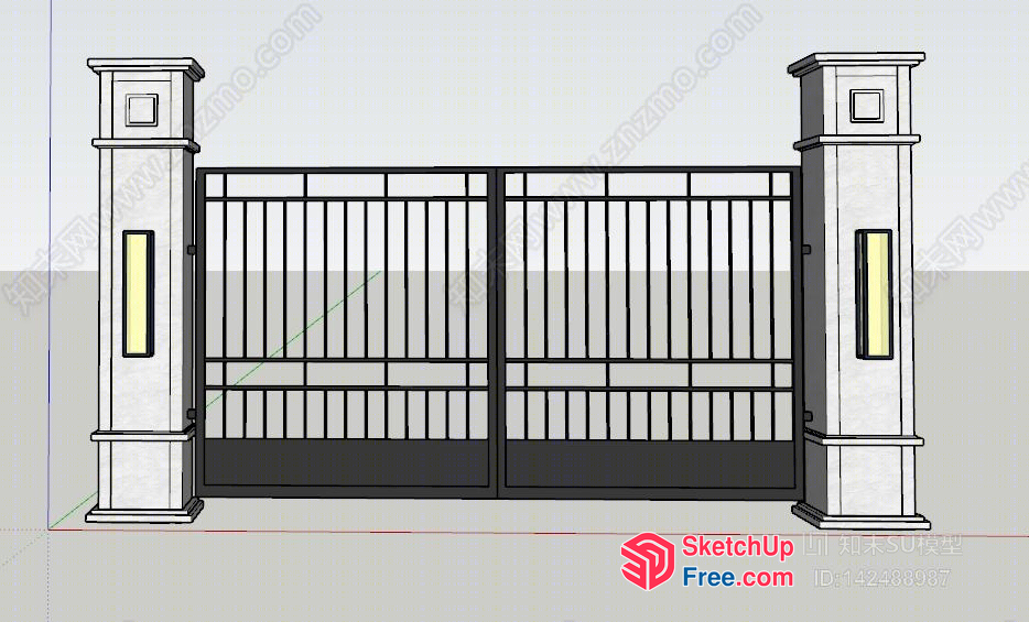 Exterior Pillar And Gate Design 3D SketchUp File