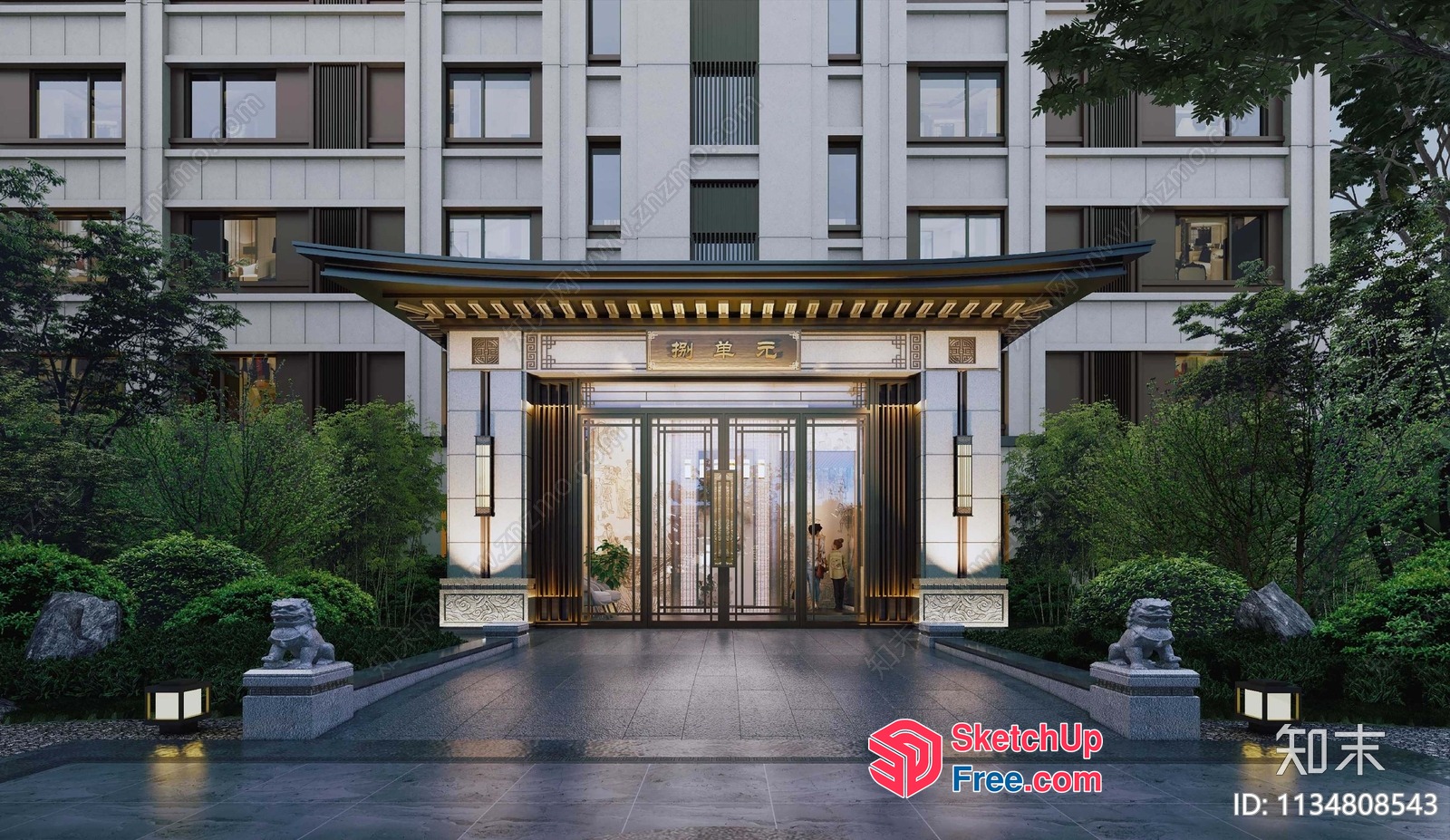 Elegant Asian-Inspired Entrance 3D SketchUp File