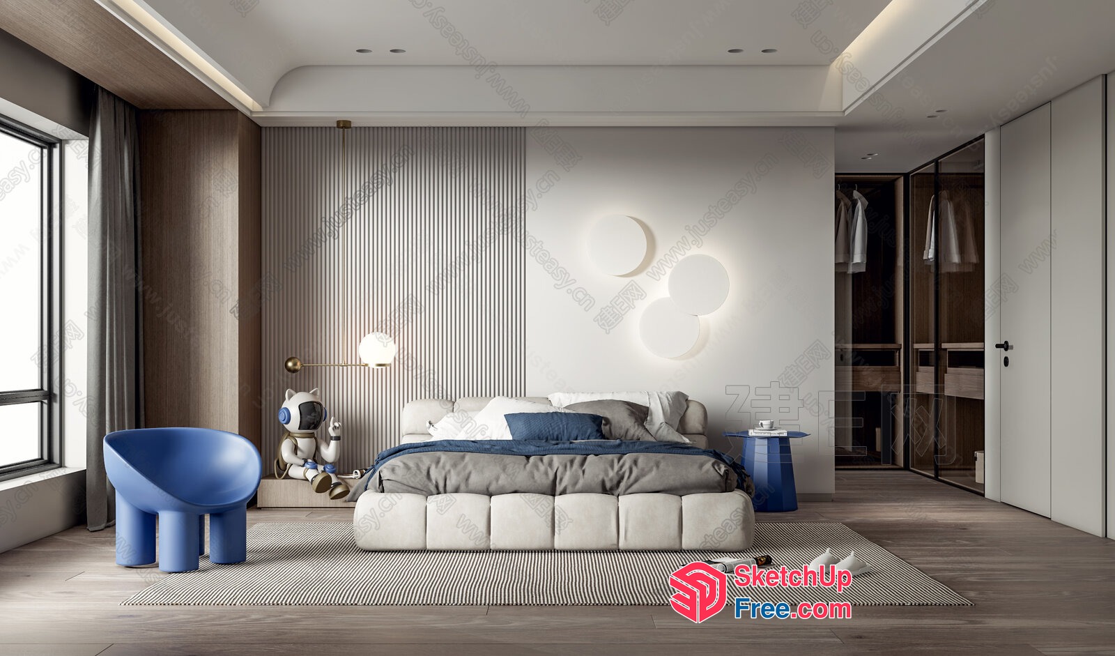 Modern Minimalist Bedroom Interior 3D SketchUp File