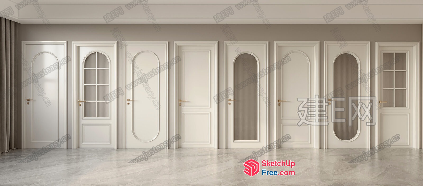 Elegant White Doors In A Modern Interior 3D SketchUp File