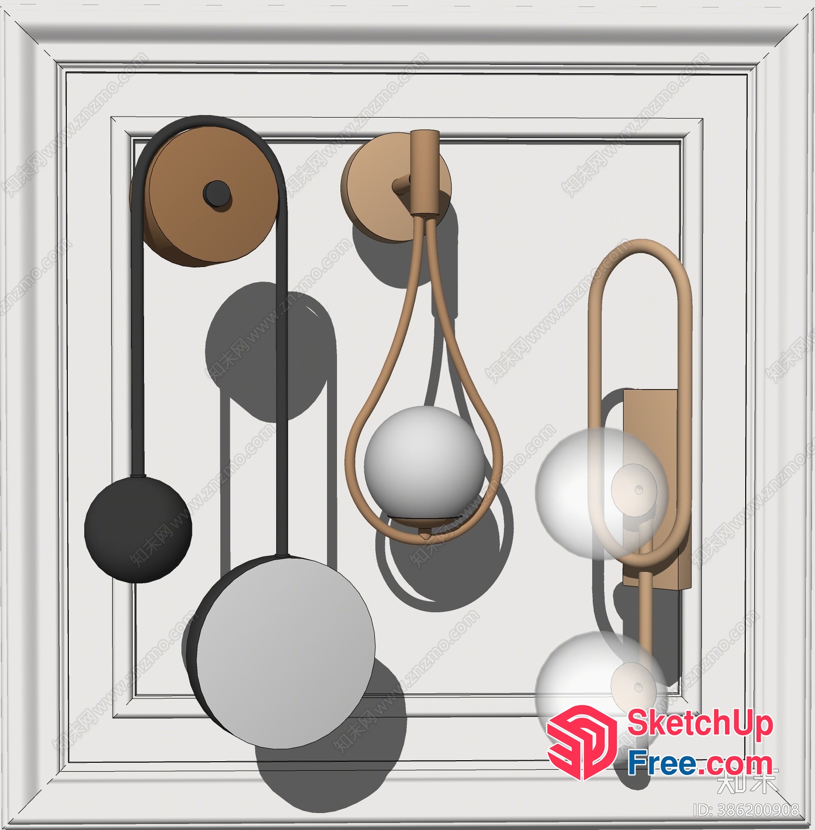 Modern Lighting Fixtures In A Square Frame 3D SketchUp File