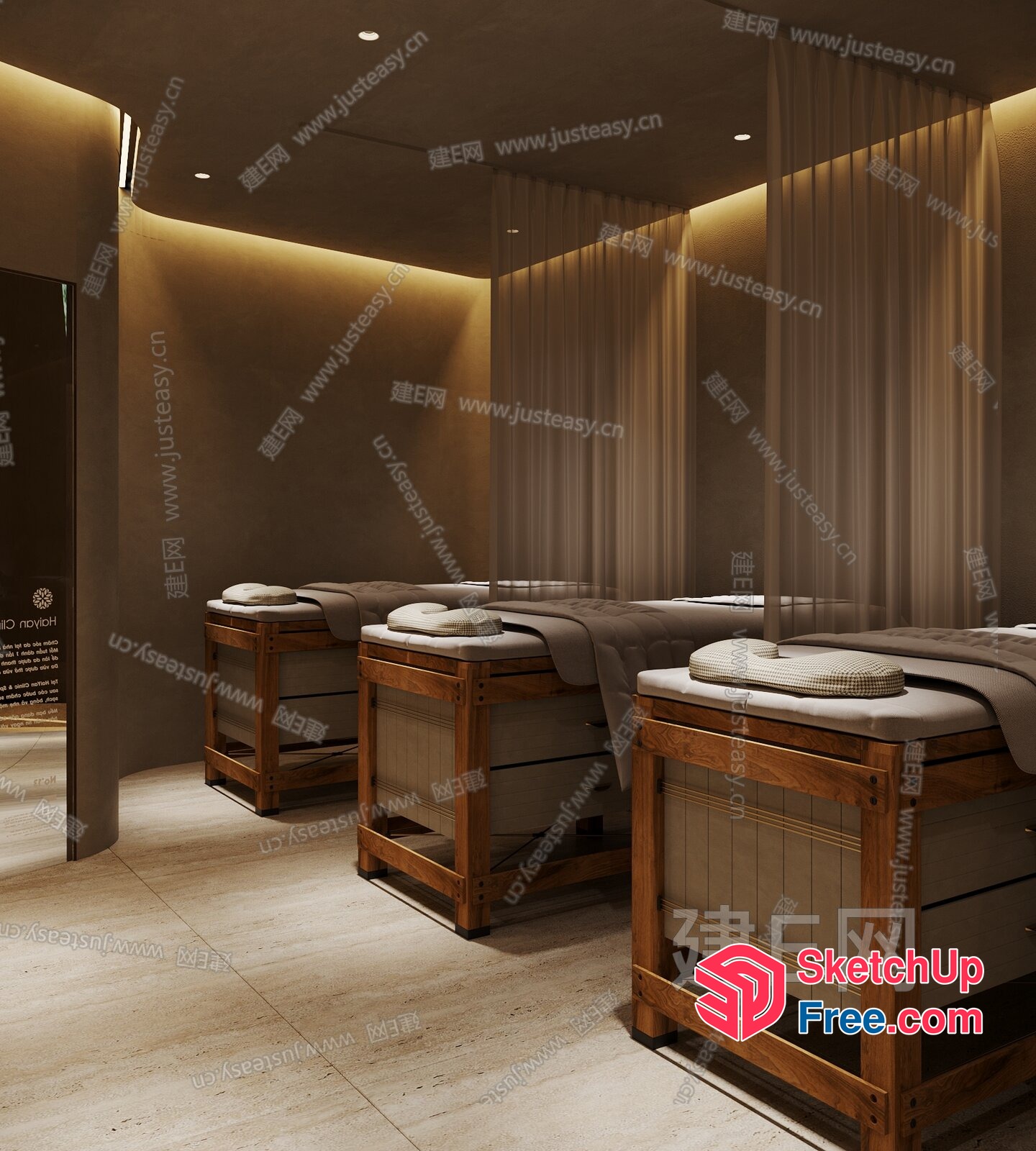 Spa Interior With Massage Beds And Elegant Lighting 3D SketchUp File