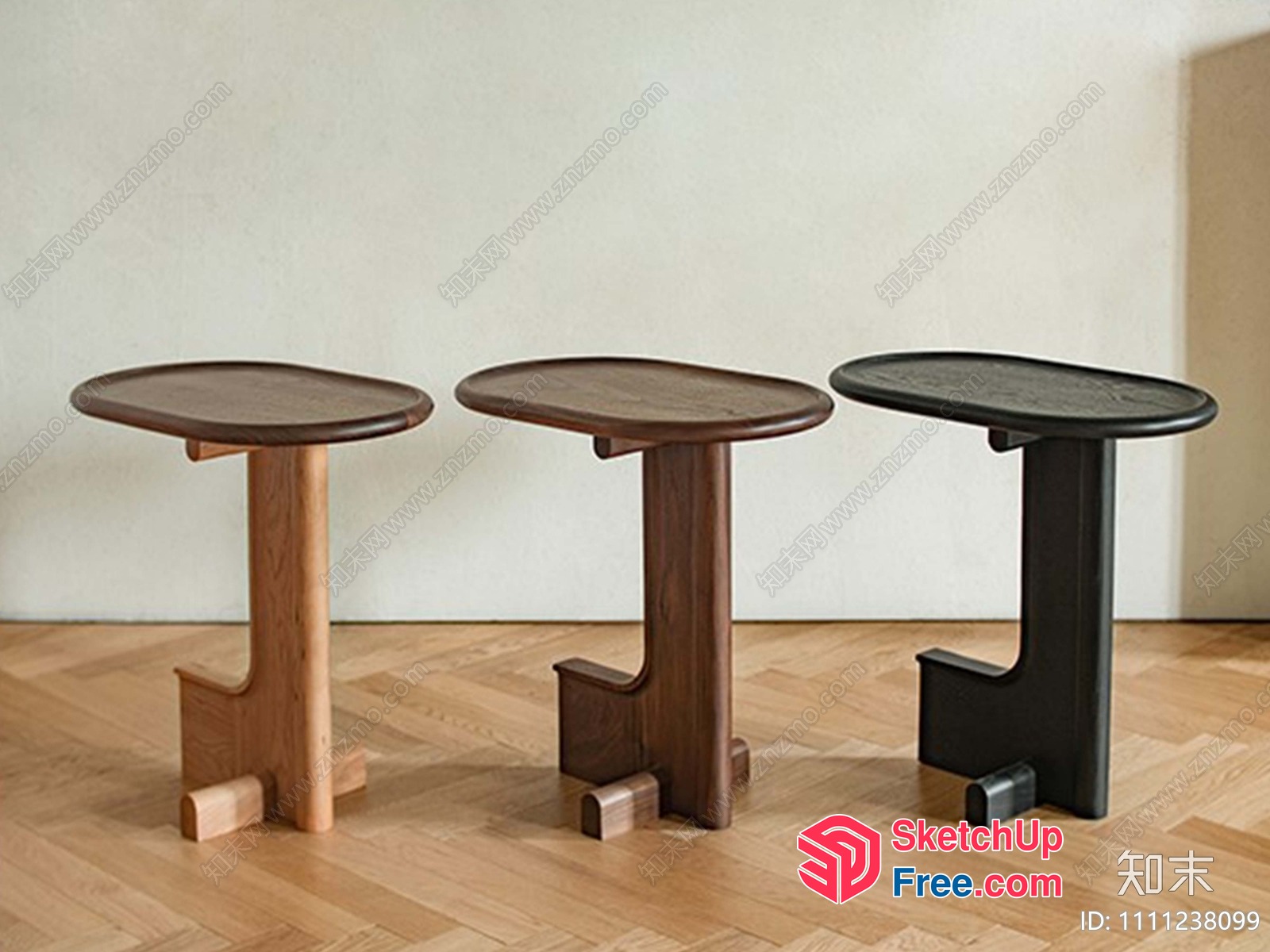Three Wooden Stools With Unique Leg Designs 3D SketchUp File