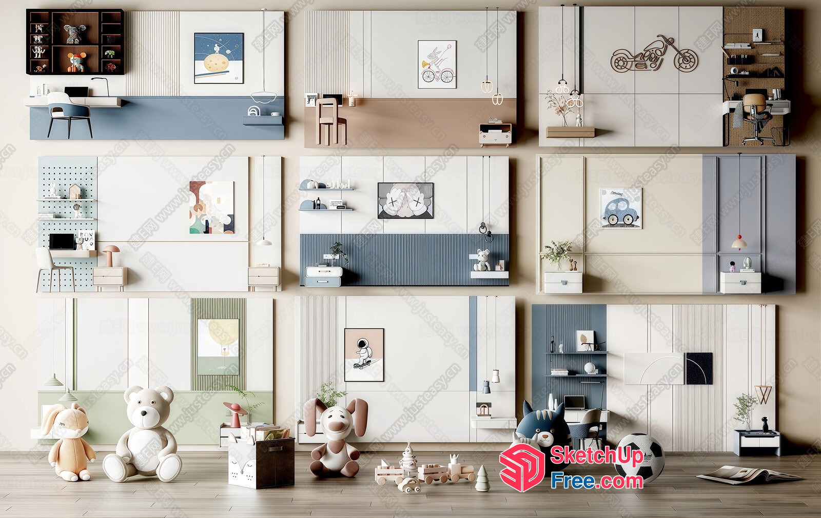 Playful And Cozy Modern Kids' Room Decor 3D SketchUp File