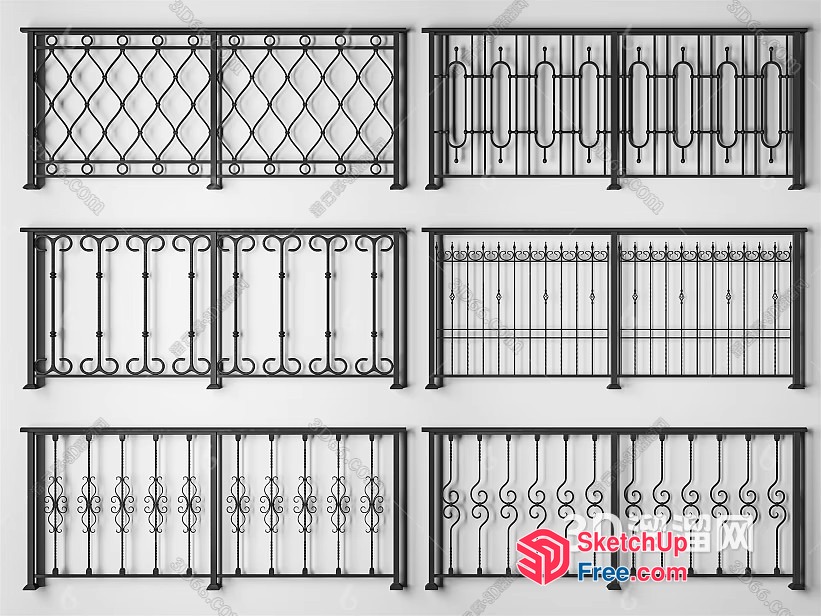 Ornate Wrought Iron Railings 3D SketchUp File