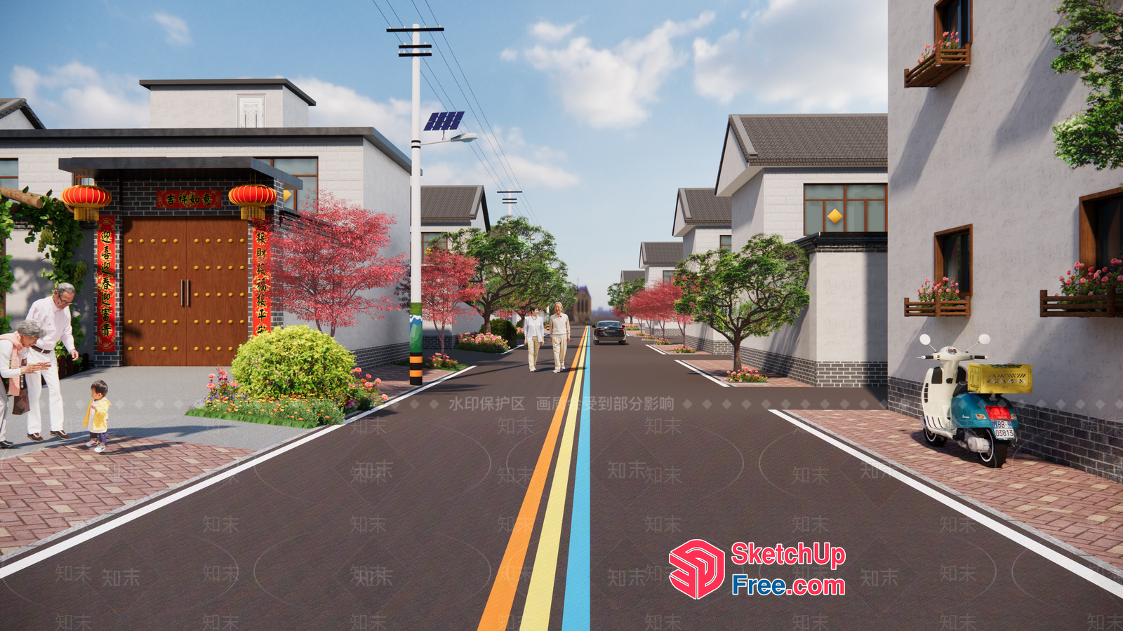 Street View Of Traditional Chinese Village 3D SketchUp File