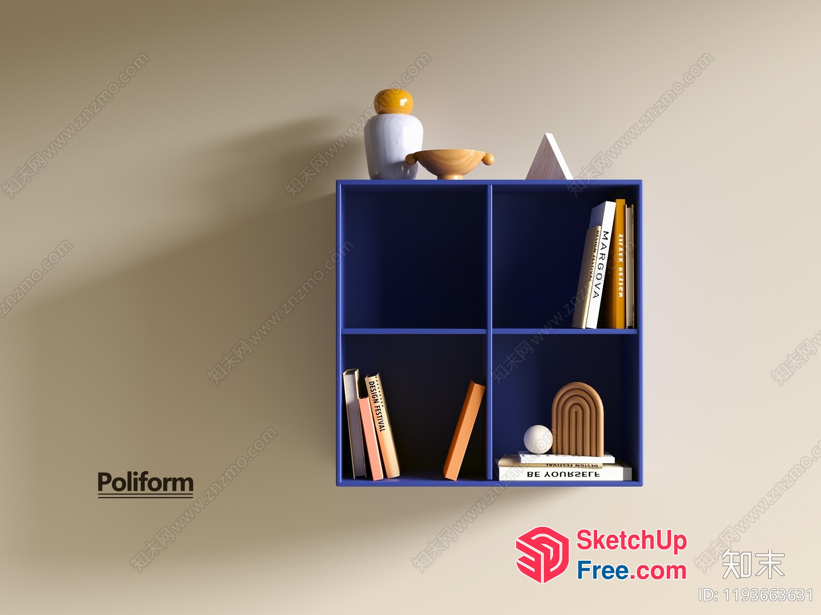 Poliform Bookcase With Decorative Shelf 3D SketchUp File