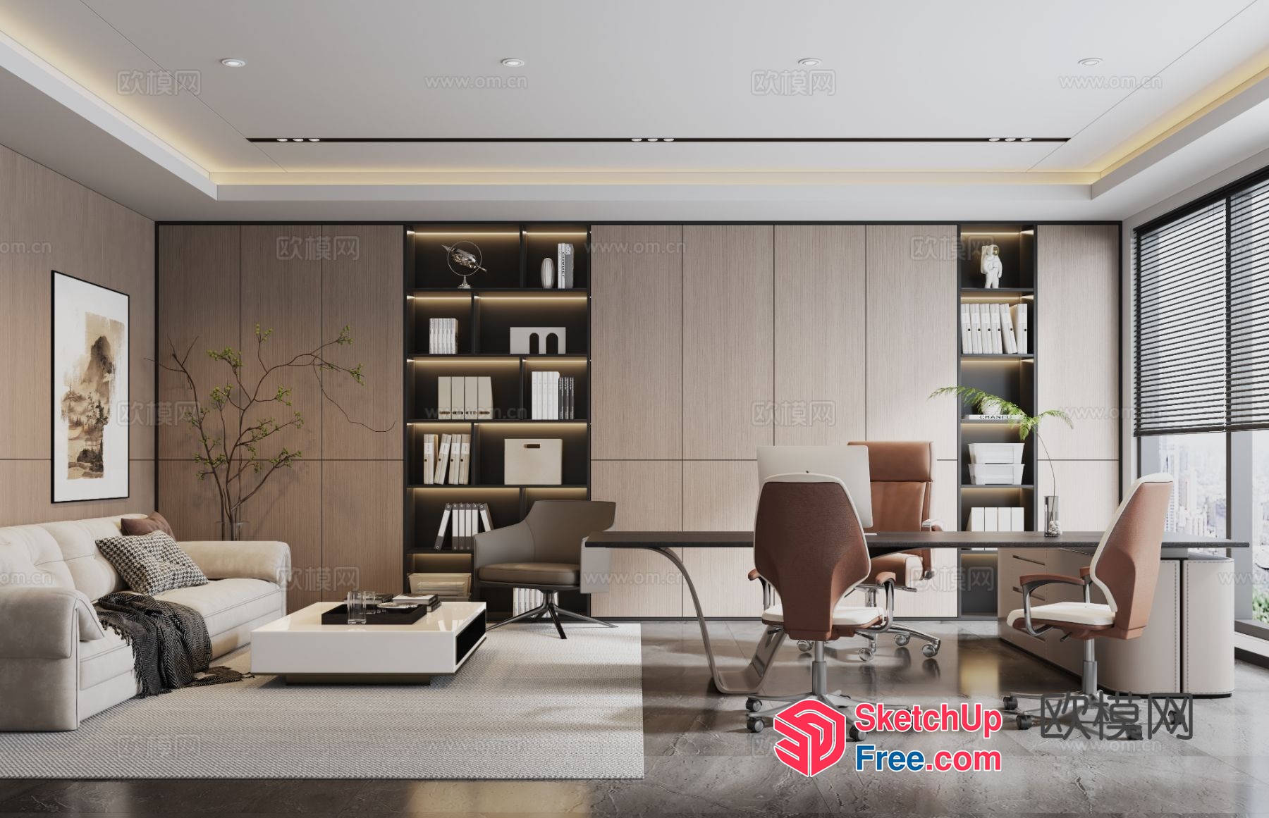 Modern Office Space With Sleek Furniture And Minimalist Decor 3D SketchUp File
