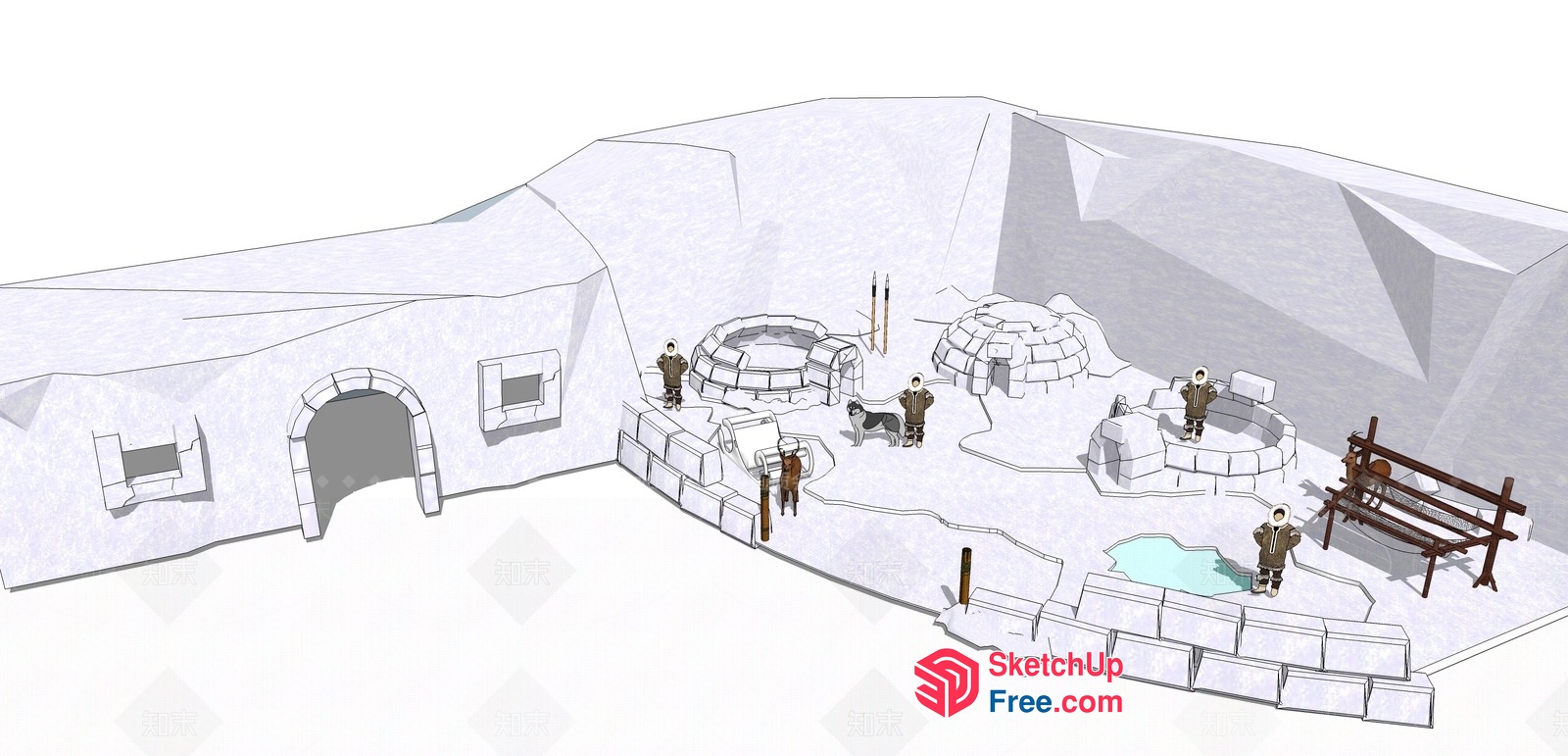 Ancient Inuit Village Scene 3D SketchUp File