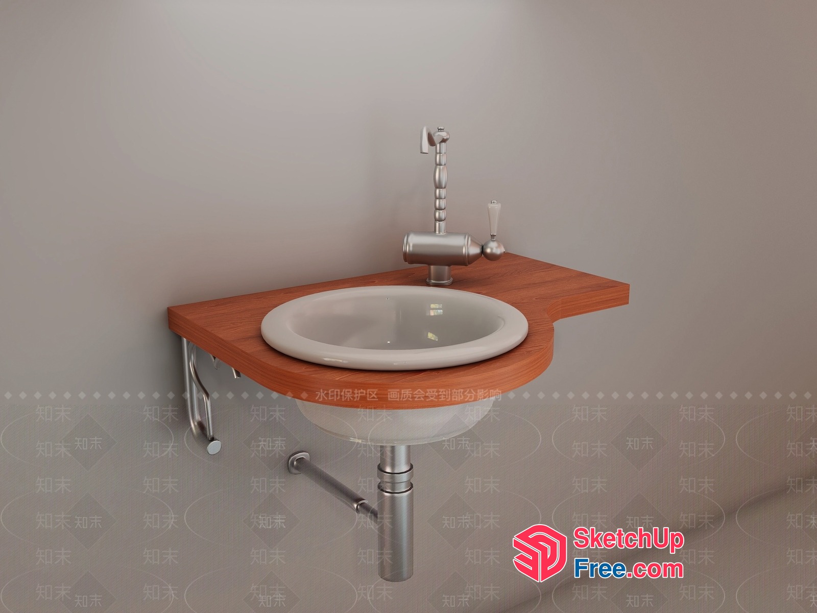 Sleek Modern Bathroom Sink And Faucet 3D SketchUp File