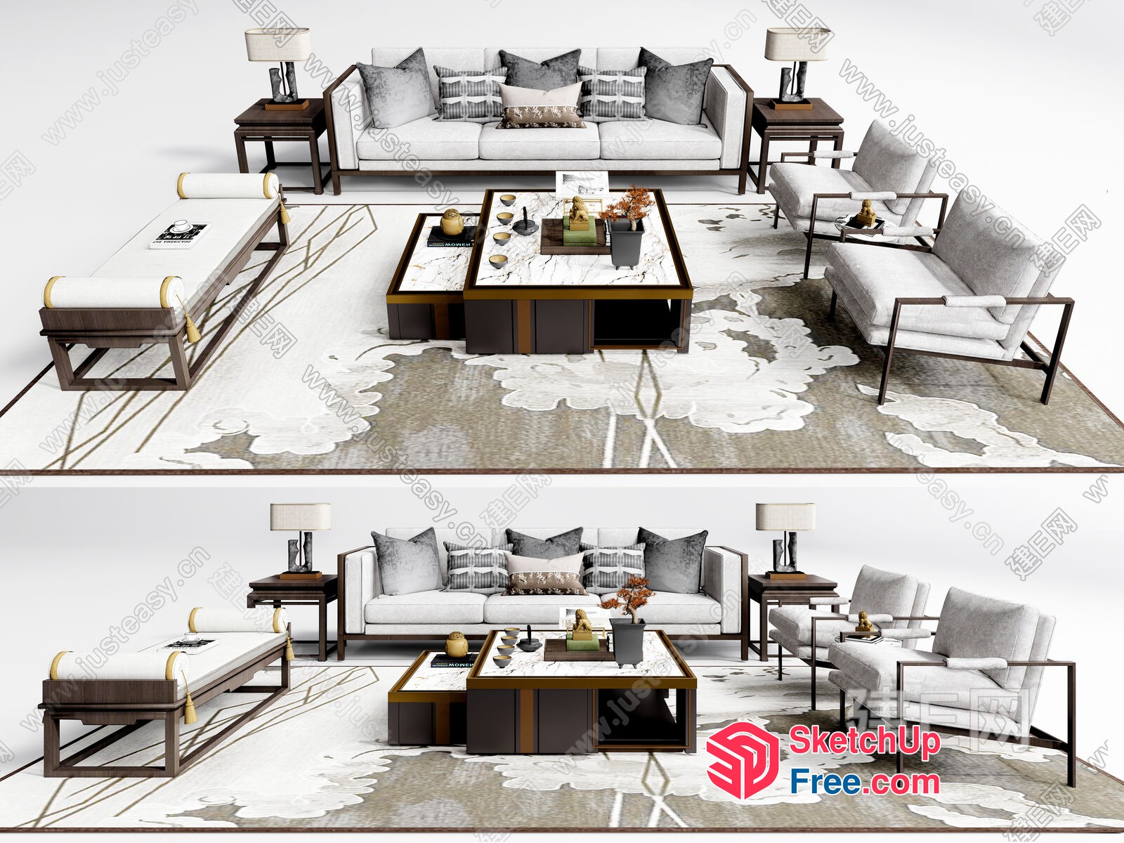 Elegant Modern Living Room Furniture Set 3D SketchUp File