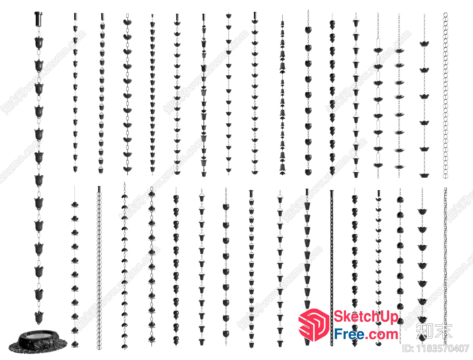 Decorative Rain Chain System For Home Exterior 3D SketchUp File