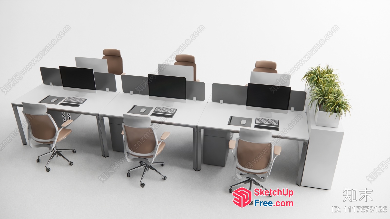 Modern Minimalist Office Workspace 3D SketchUp File