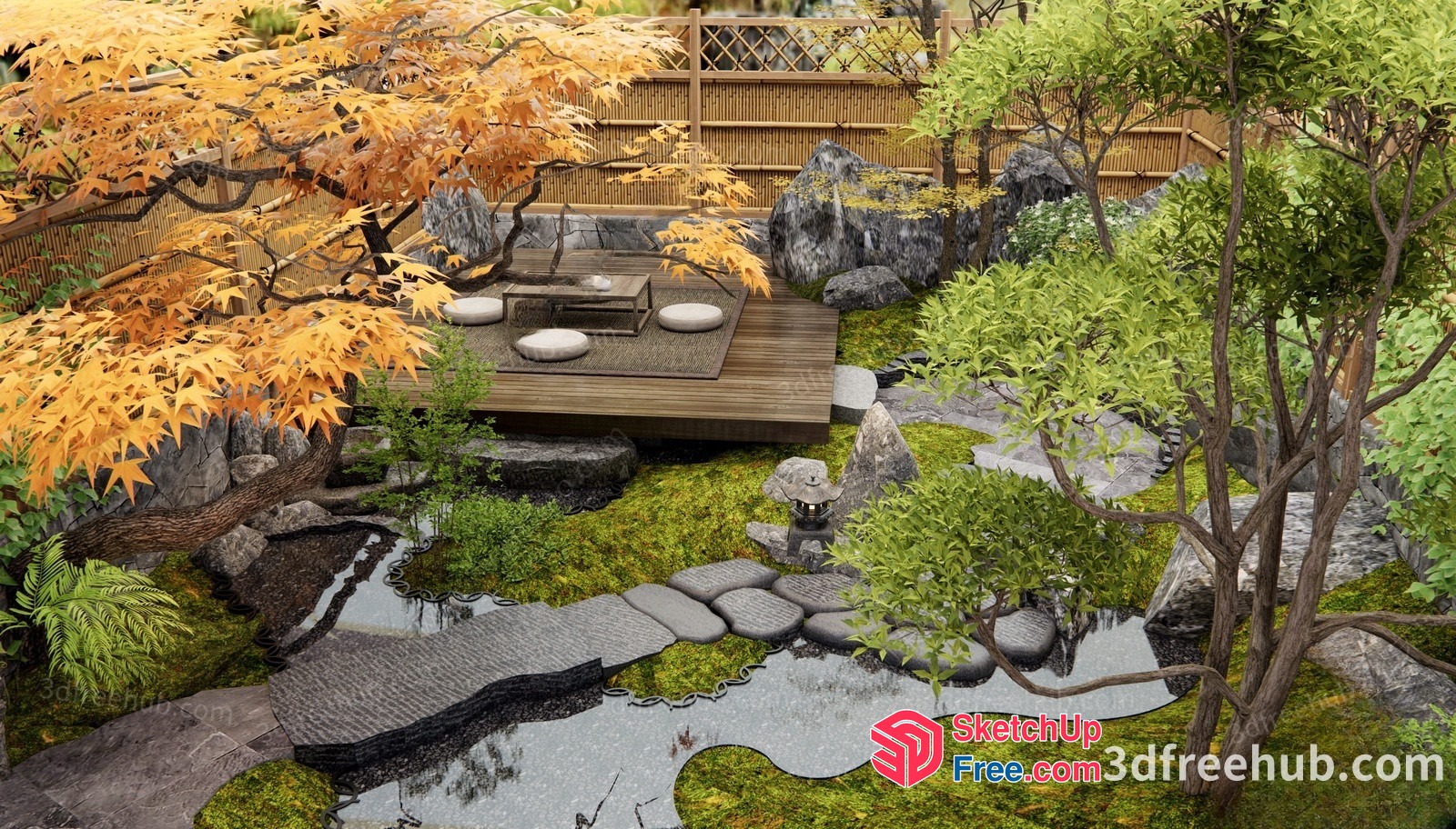 Serene Japanese Garden Oasis 3D SketchUp File