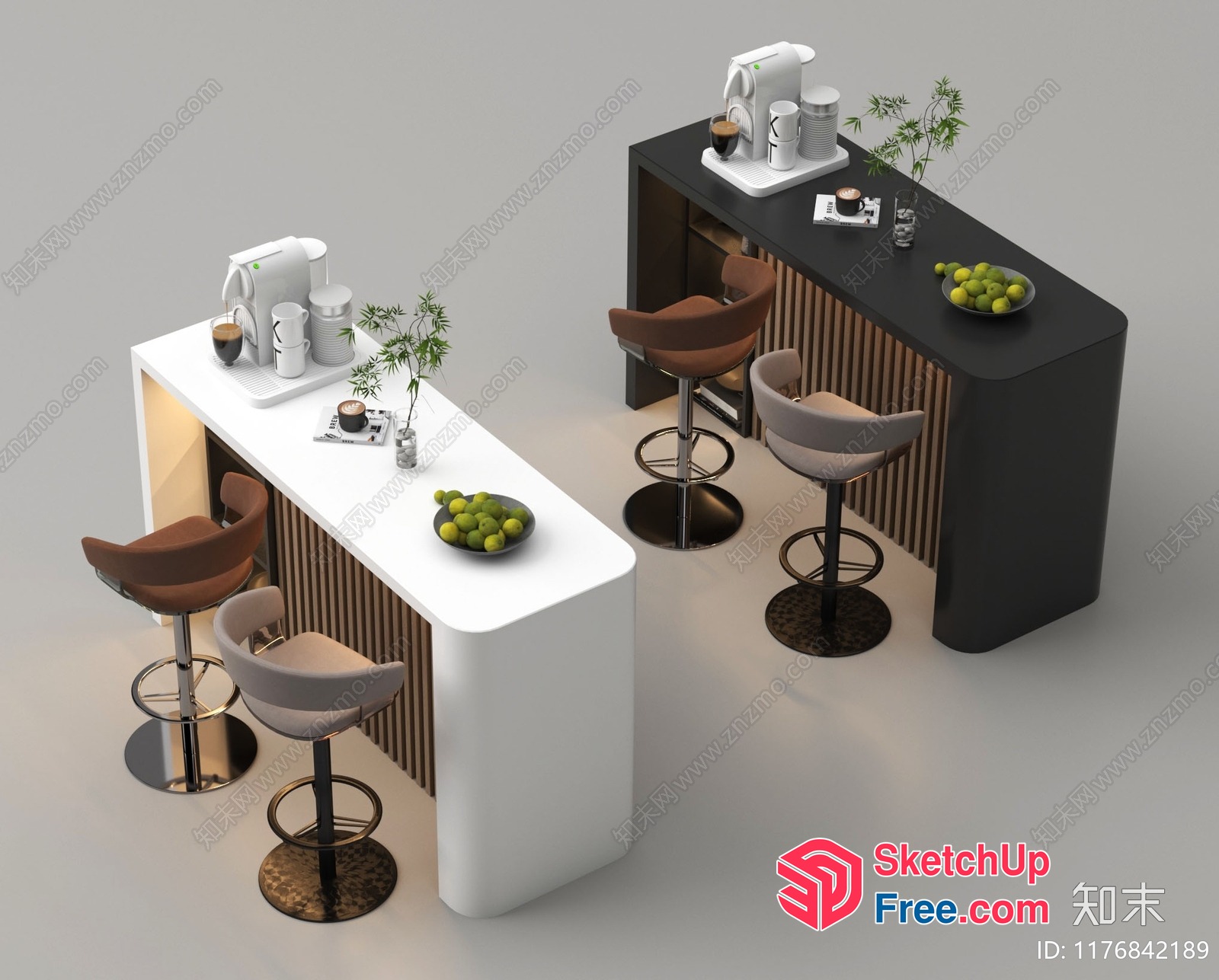 Modern Minimalist Coffee Shop Interior 3D SketchUp File
