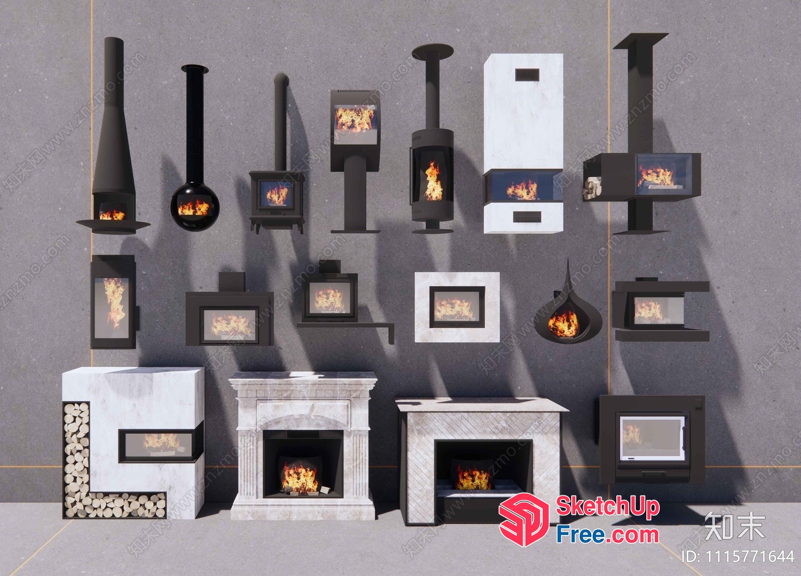 Modern Fireplace Designs 3D SketchUp File