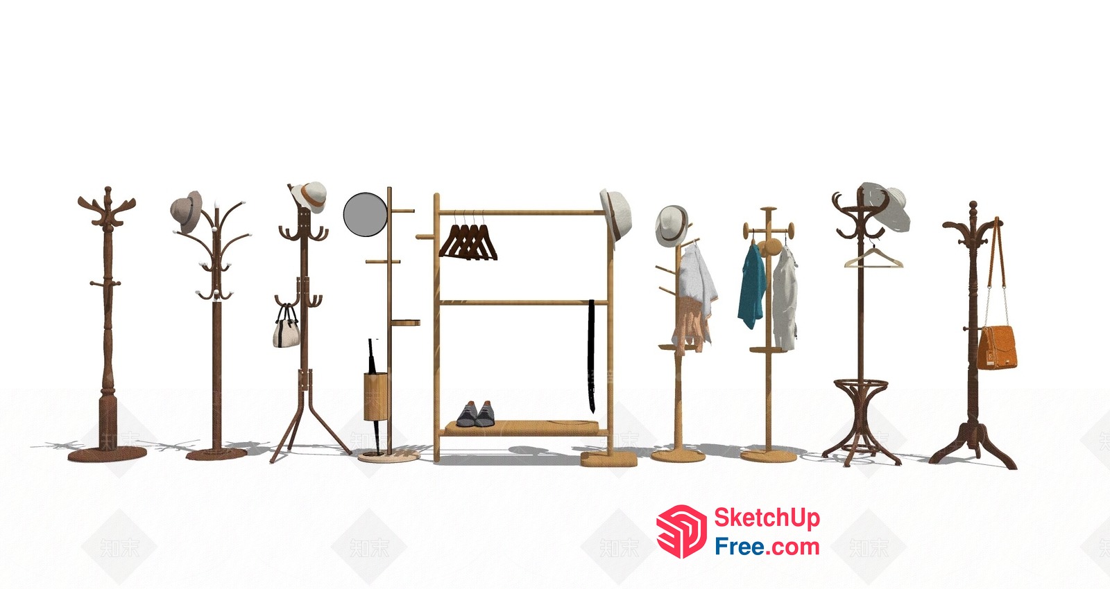 Decorative Coat Rack With Various Accessories 3D SketchUp File