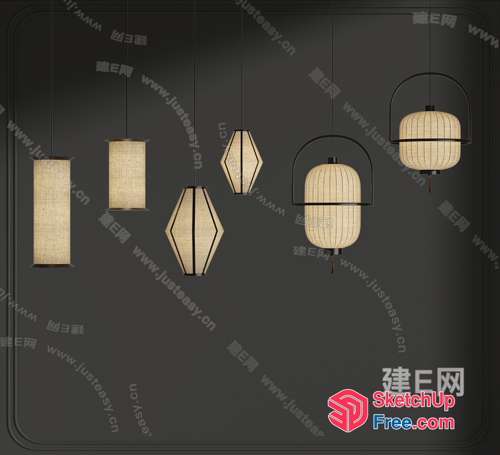 Asian-Inspired Lanterns With Distinctive Shapes 3D SketchUp File