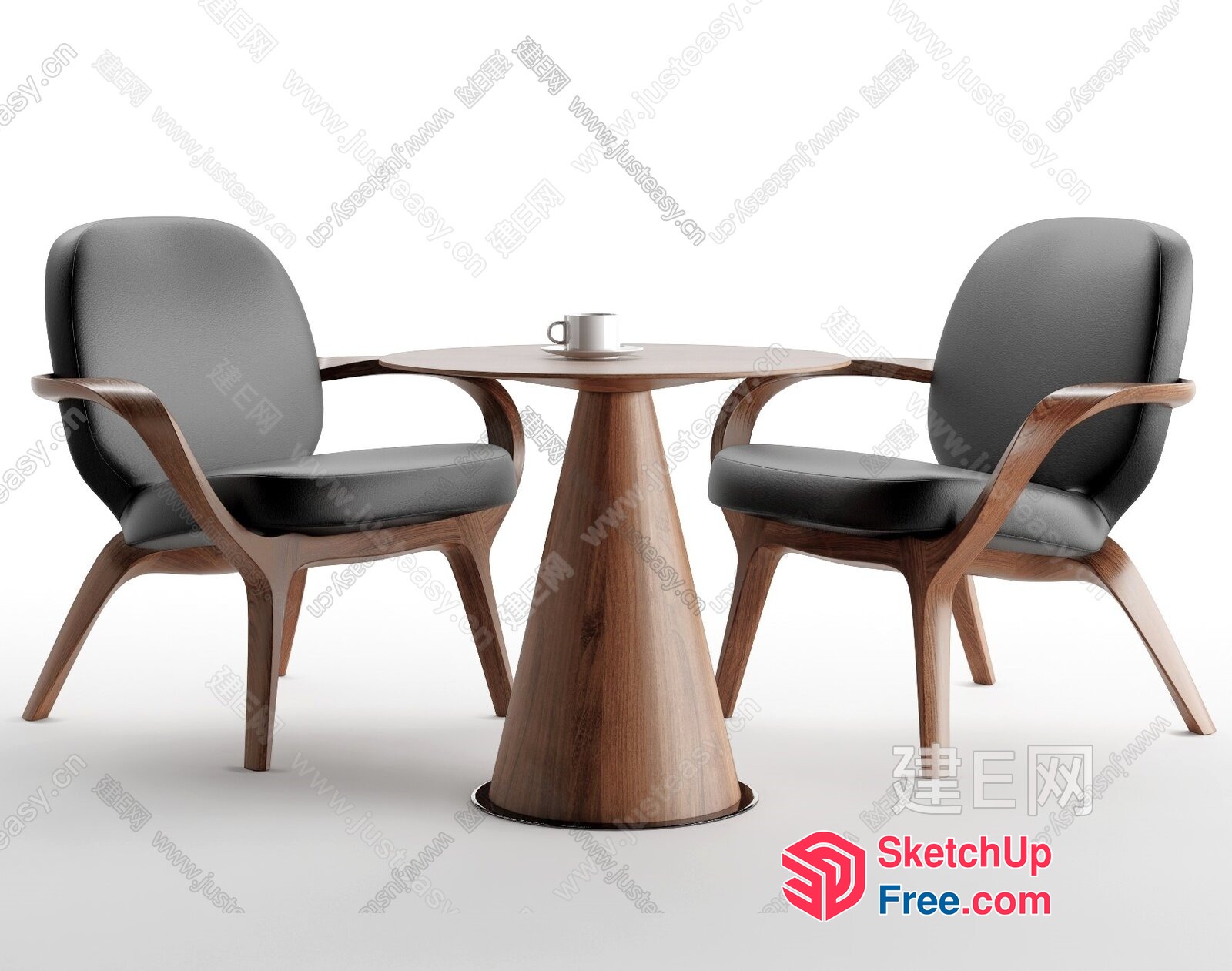Modern Wooden Table And Chairs 3D SketchUp File