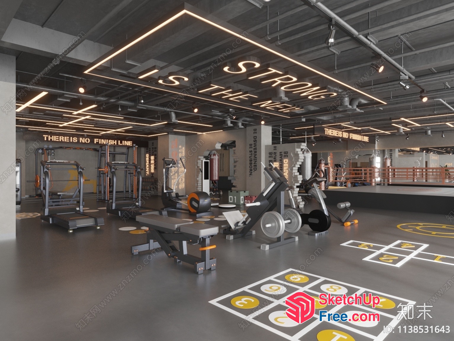 Strong And Modern Gym Interior 3D SketchUp File
