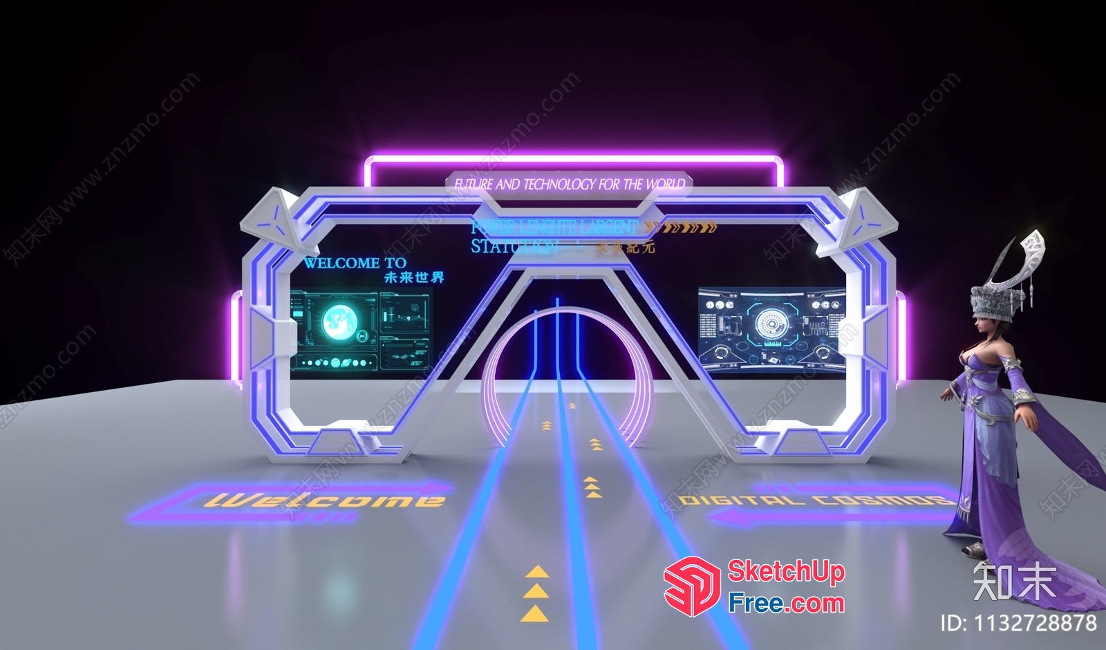 Futuristic Digital Cosmology Entrance 3D SketchUp File