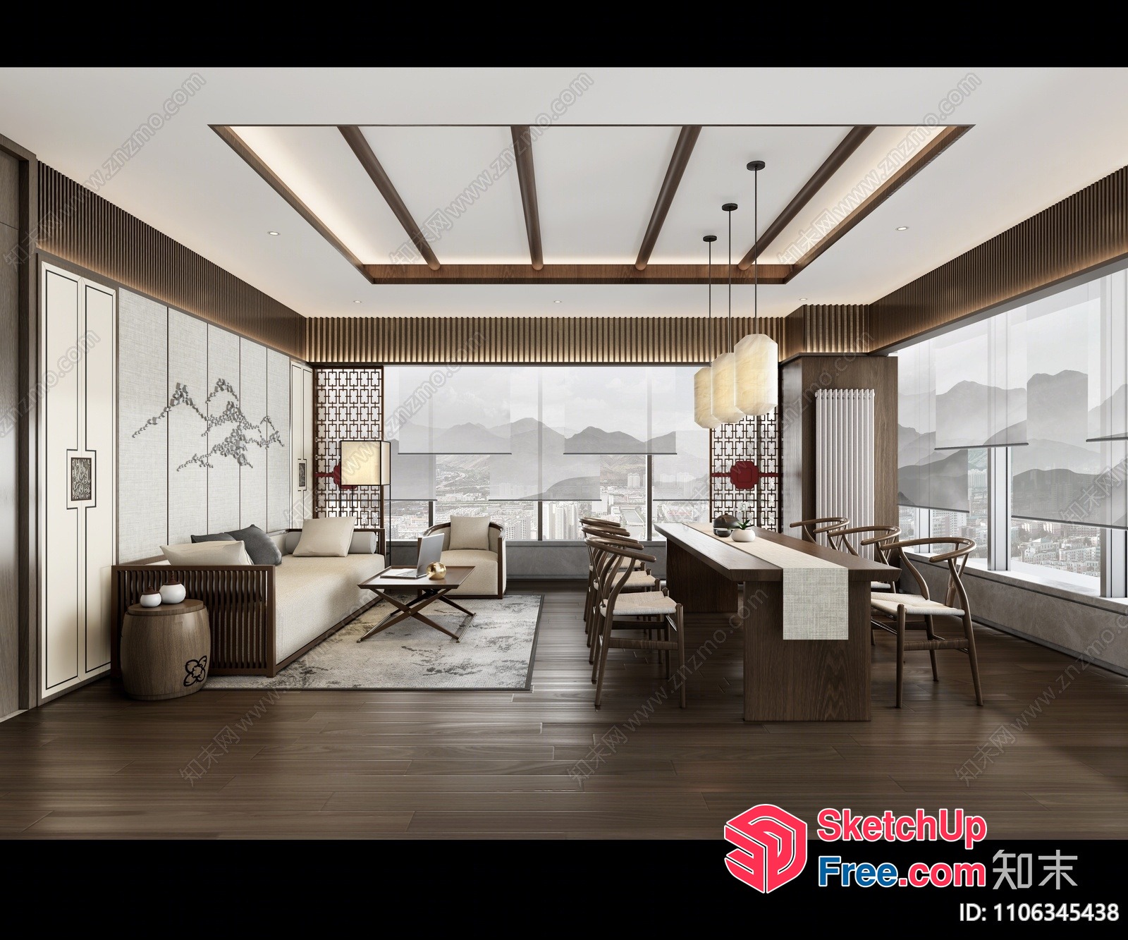 Elegant And Modern Living Room With A View 3D SketchUp File