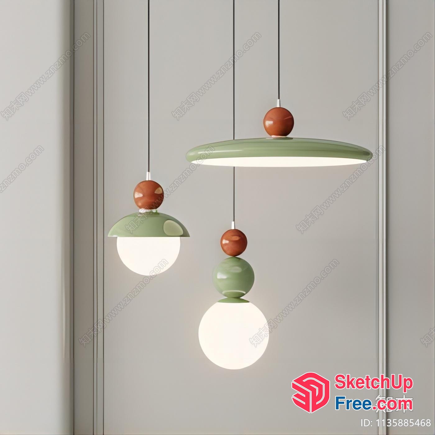Hanging Light Fixtures With Unique Design And Color Scheme 3D SketchUp File