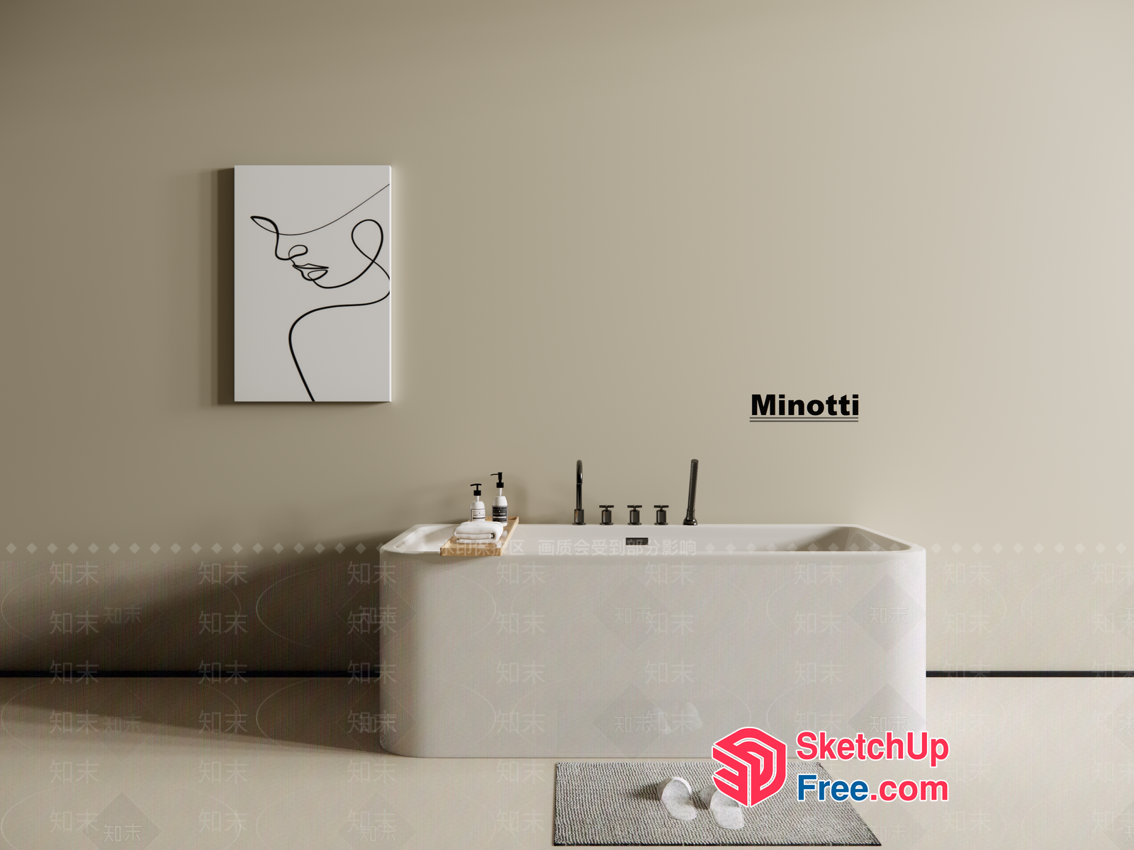 Minimalist Bathroom With Minotti Furniture 3D SketchUp File