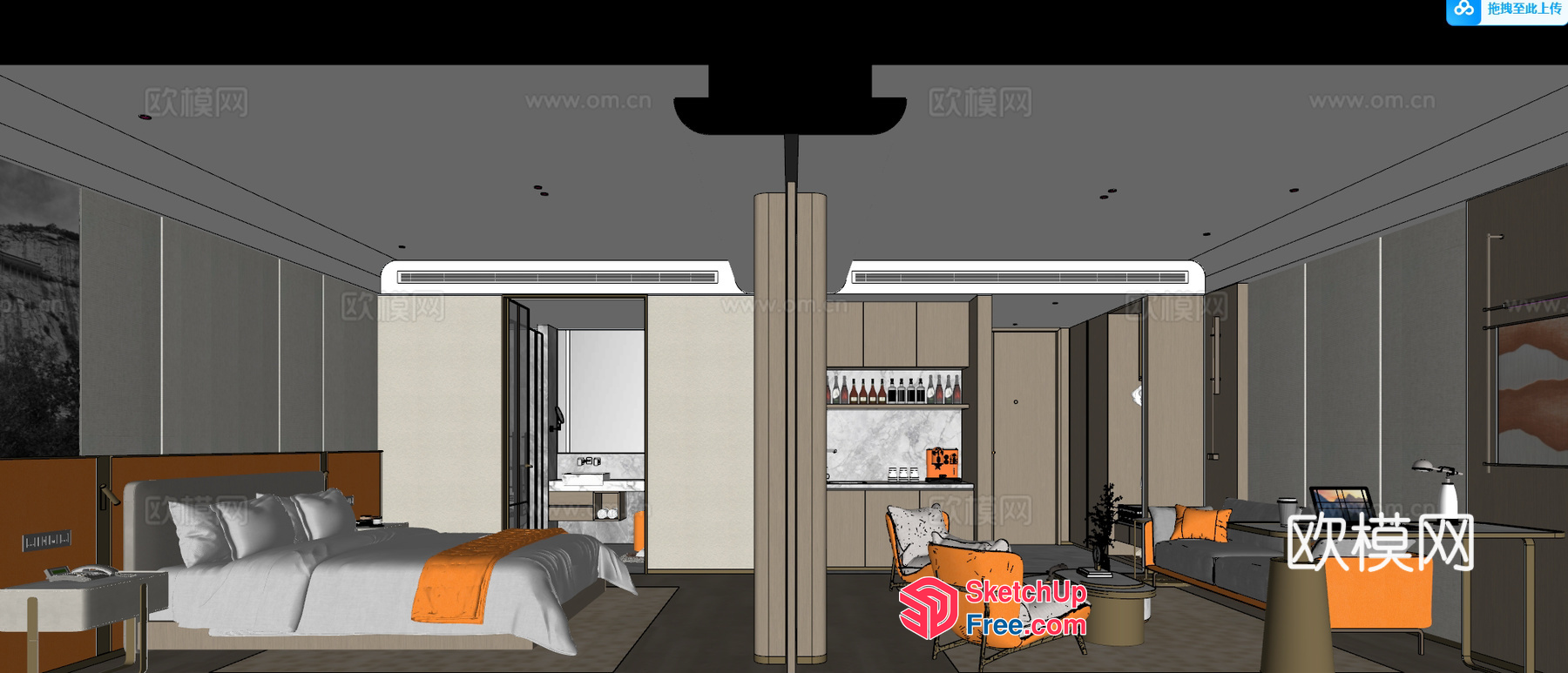 Modern Japanese Style Homestay Room Design 3D SketchUp File
