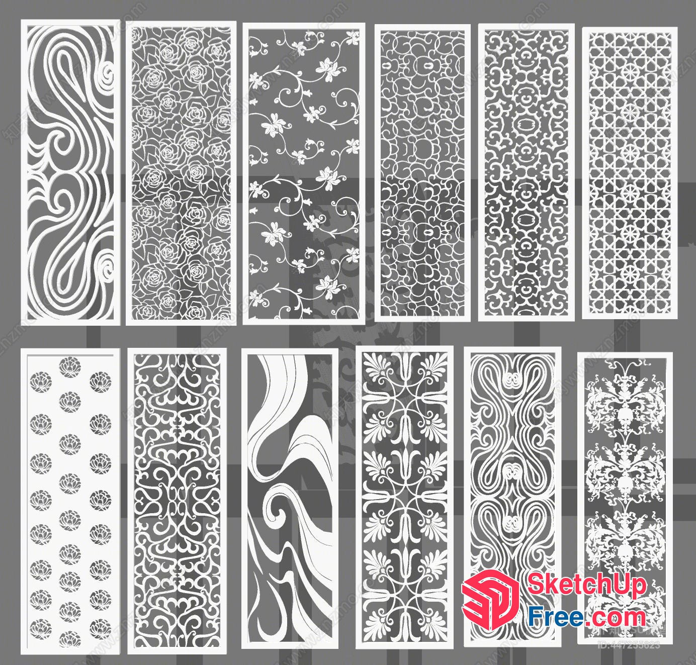 Ornate Patterns On Decorative Panels 3D SketchUp File