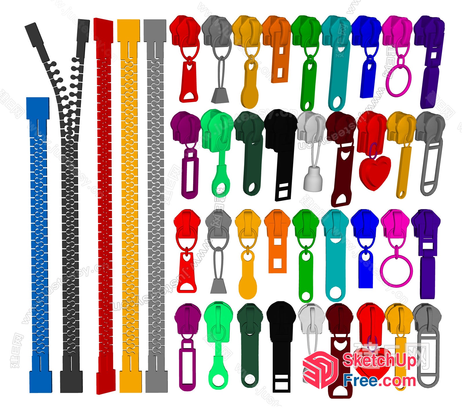 Colorful Zipper Illustrations 3D SketchUp File