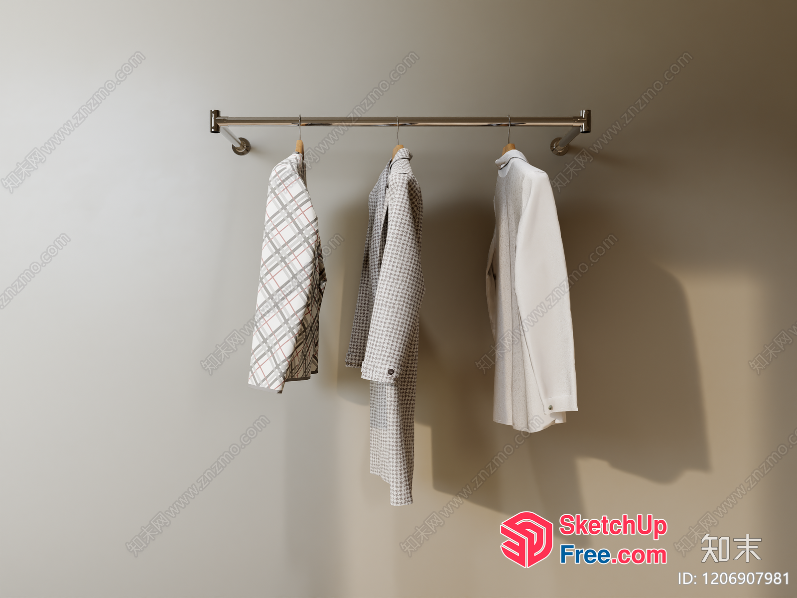 Clothes Hanging On A Metal Rod 3D SketchUp File