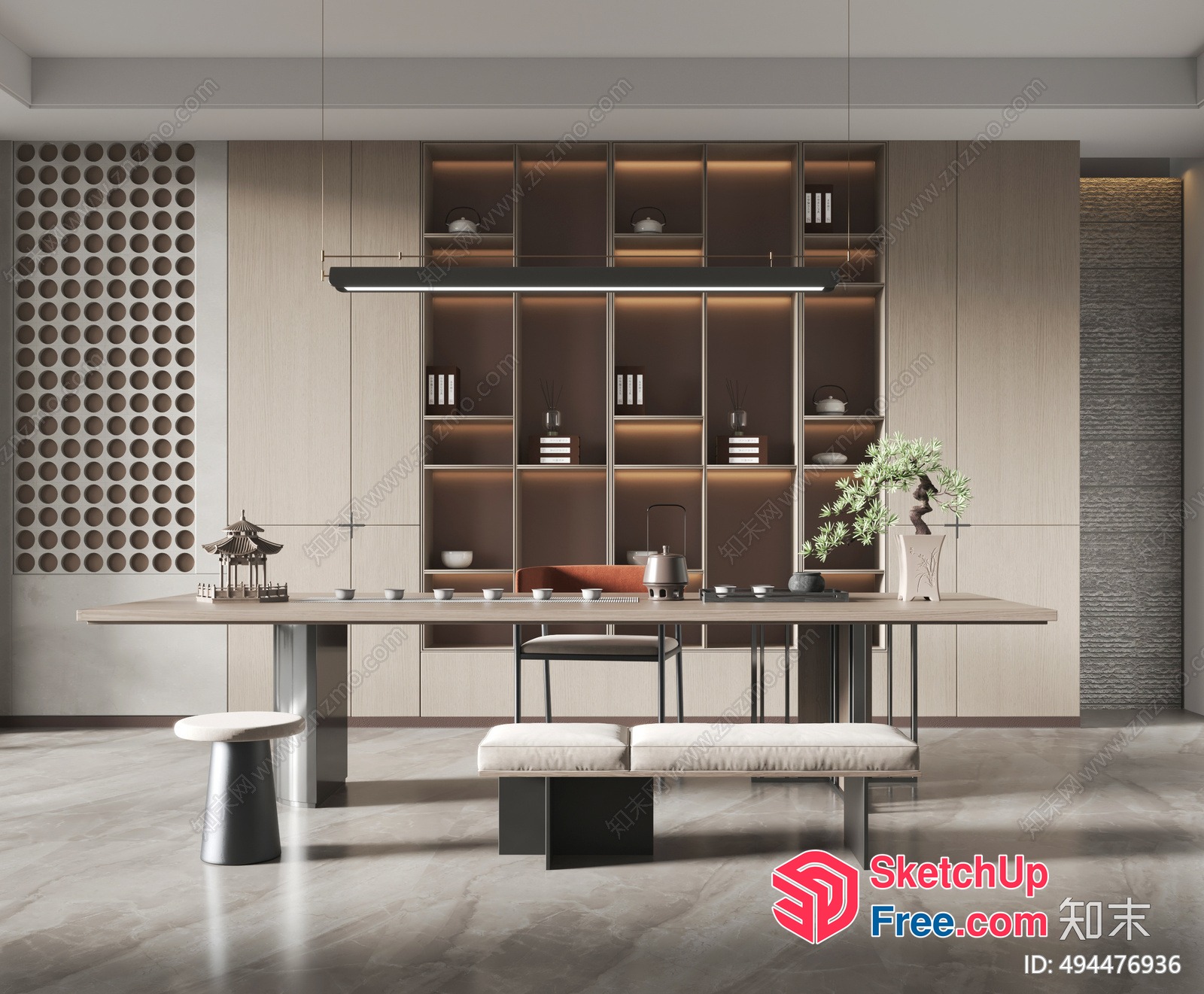 Elegant Modern Dining Room With Sleek Table And Chairs 3D SketchUp File