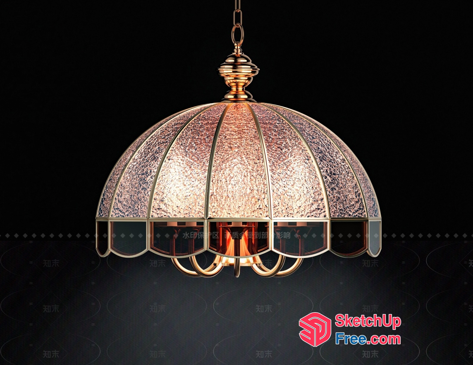 Classic Chandelier With Frosted Glass Shade 3D SketchUp File