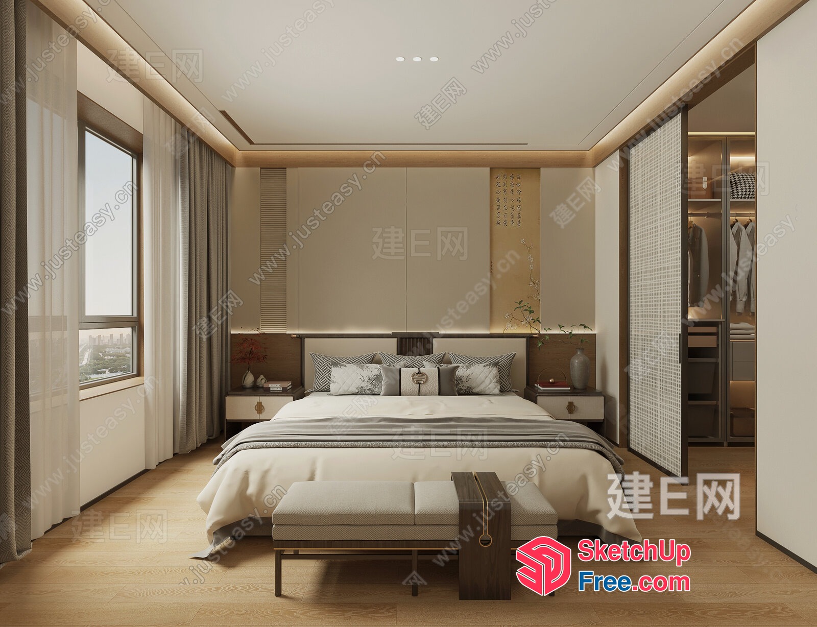 Modern Minimalist Bedroom Interior 3D SketchUp File