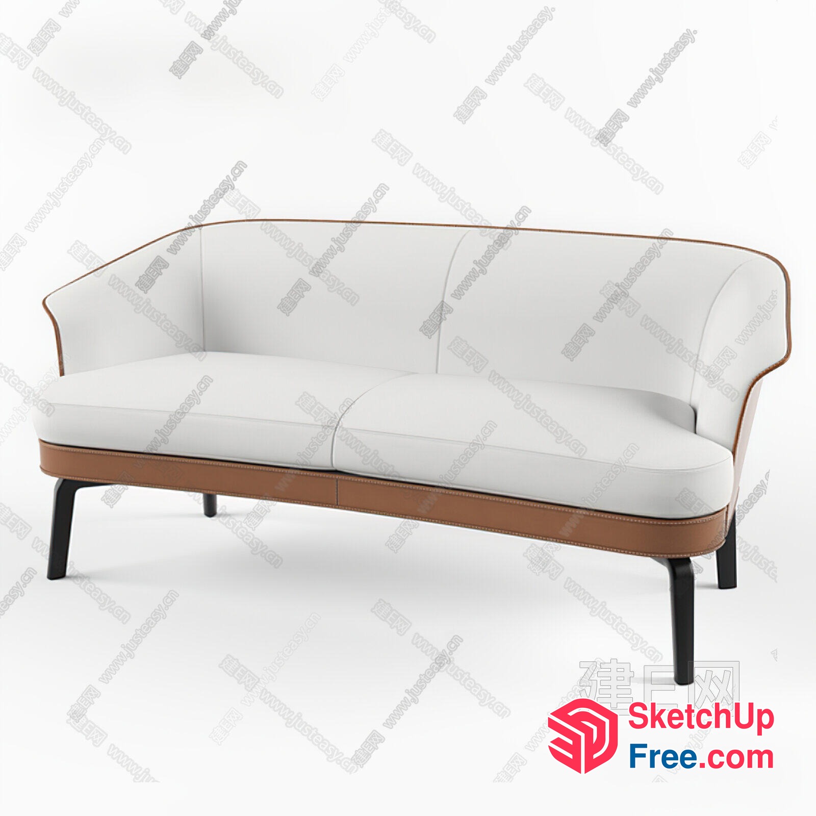 Elegant White And Brown Sofa With Sleek Design 3D SketchUp File