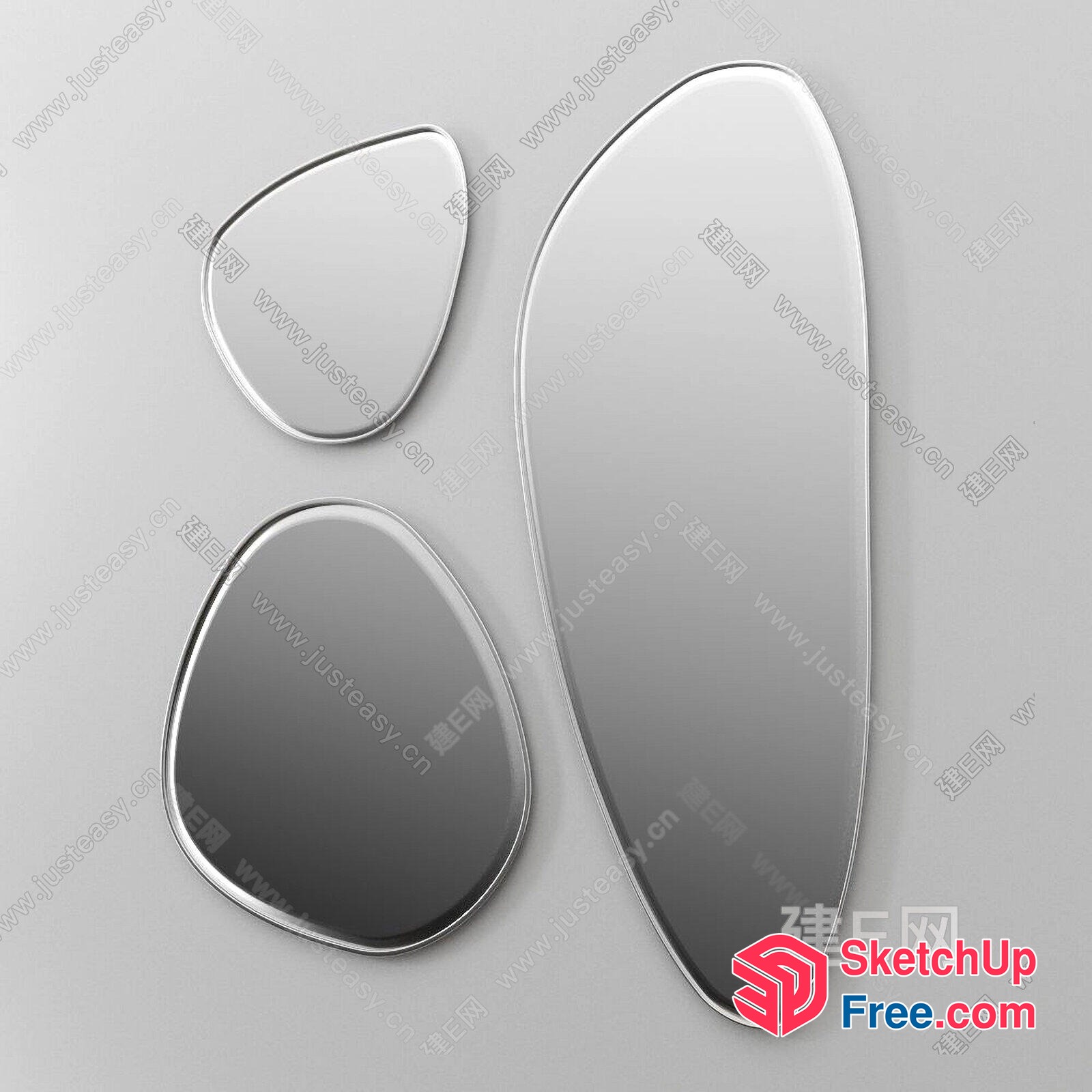 Oval-Shaped Mirrors In Various Sizes 3D SketchUp File