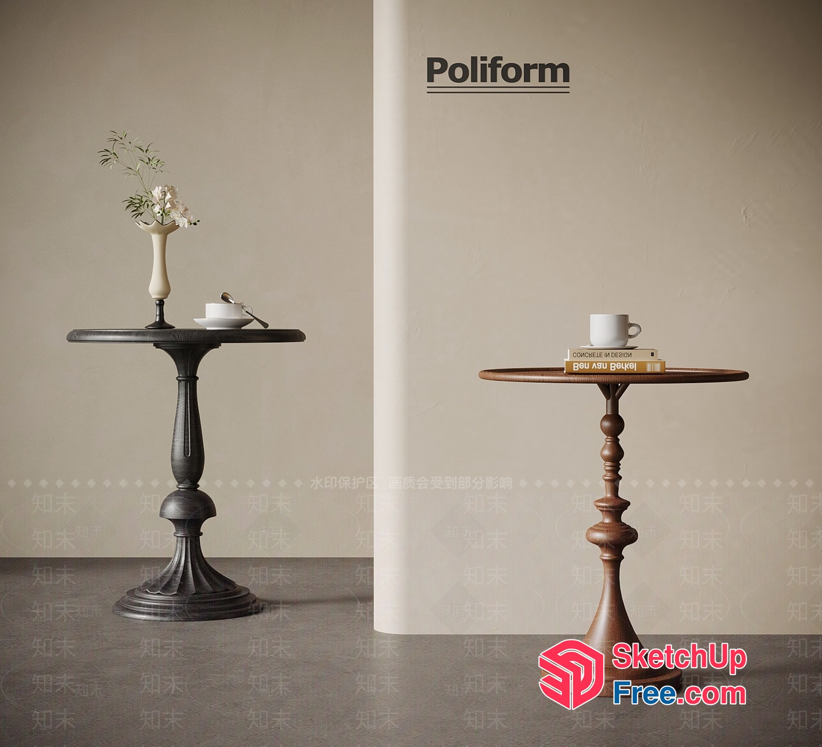 Poliform Pillar Tables 3D SketchUp File