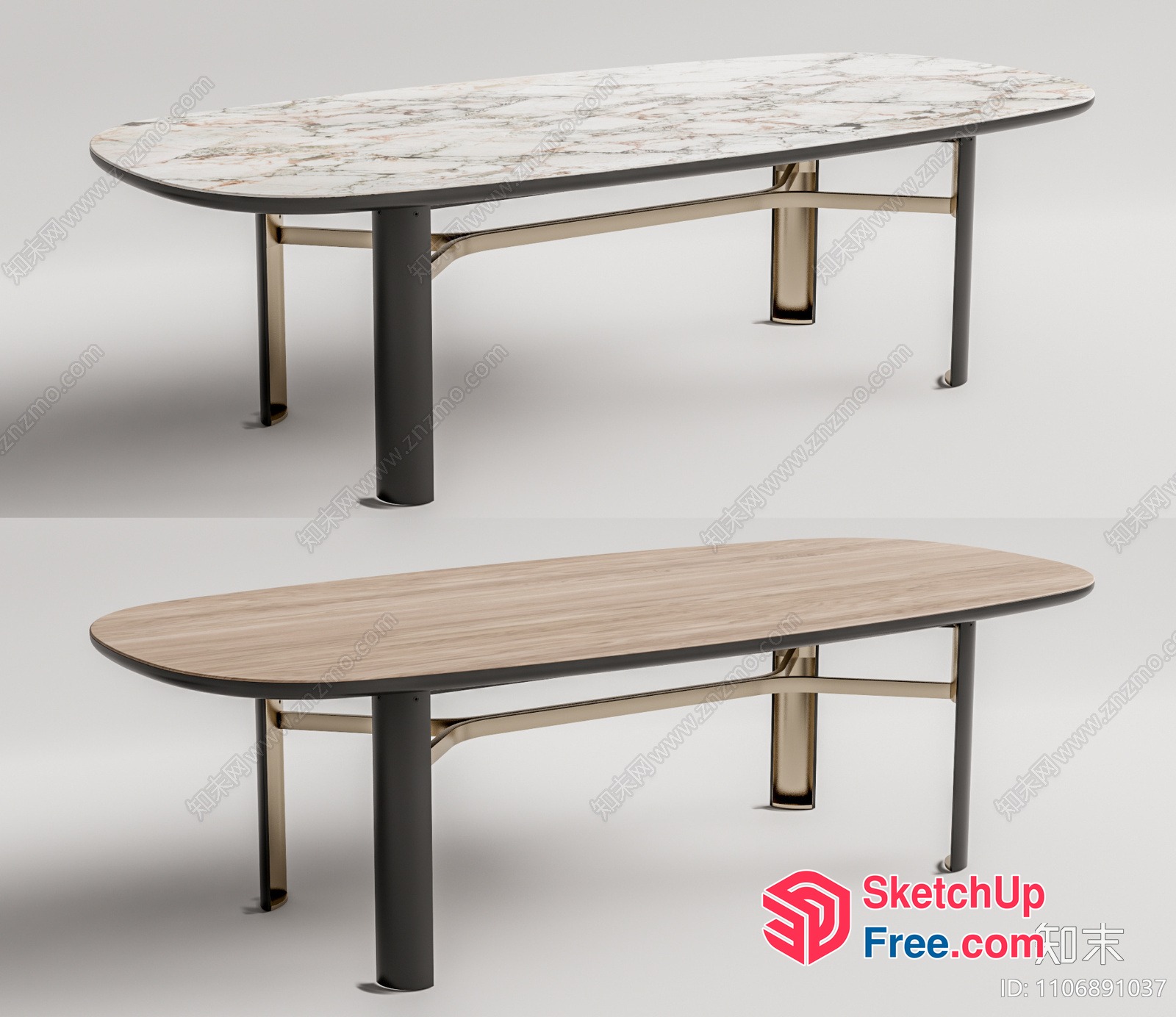 Elegant Modern Oval Coffee Table 3D SketchUp File