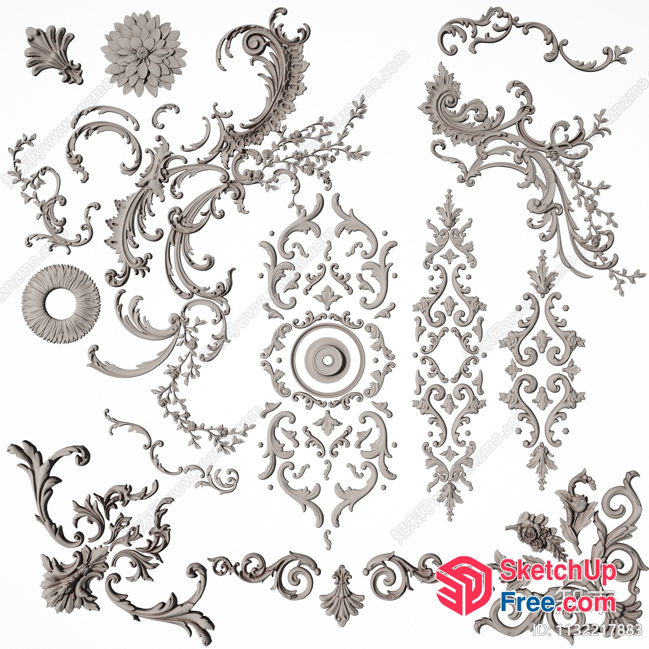 Ornate Ceiling Decorative Elements 3D SketchUp File